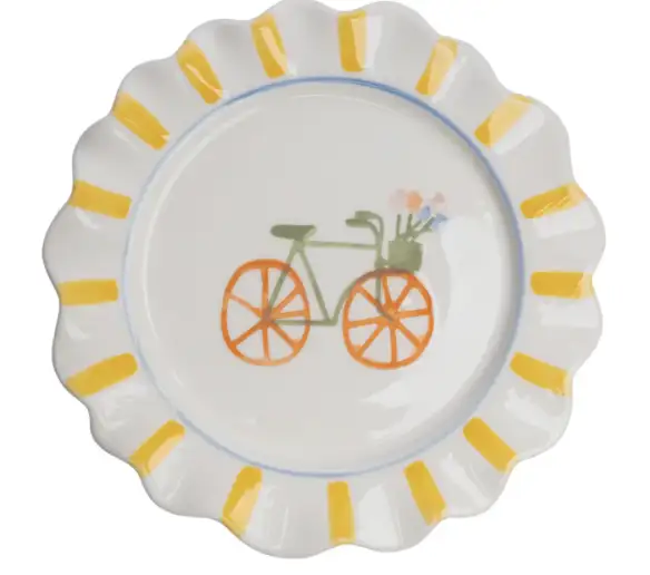 Assiette grès émaillé bicyclette