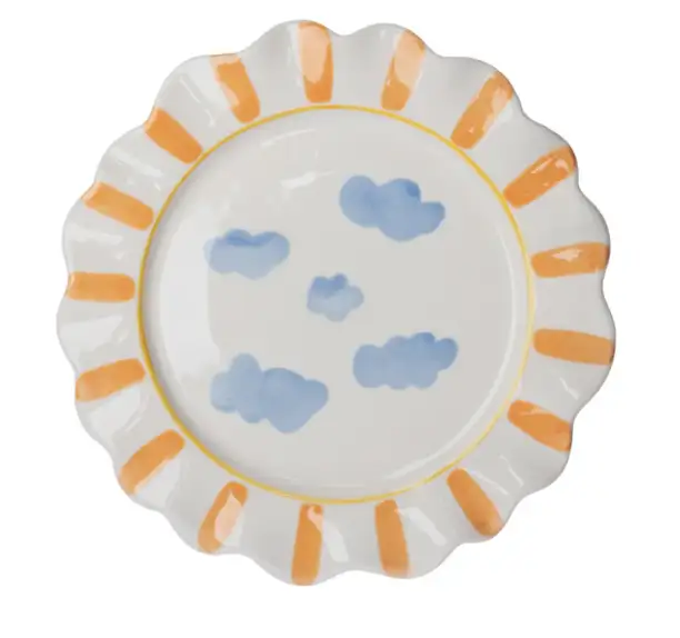 Assiette grès émaillé bicyclette