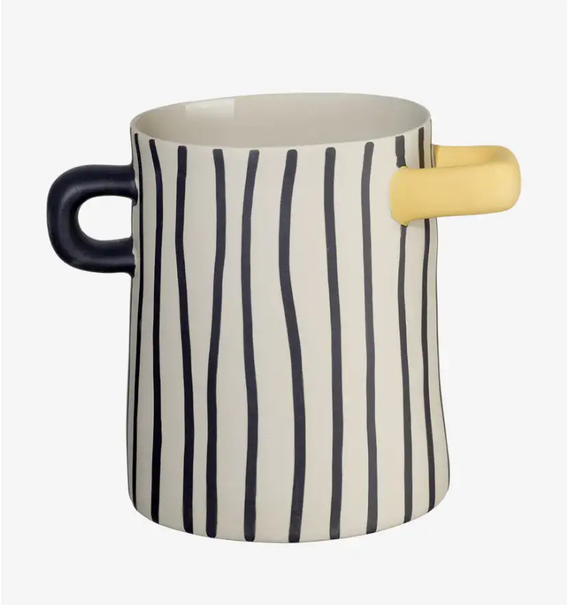 Vase Rayu anse jaune grès mat