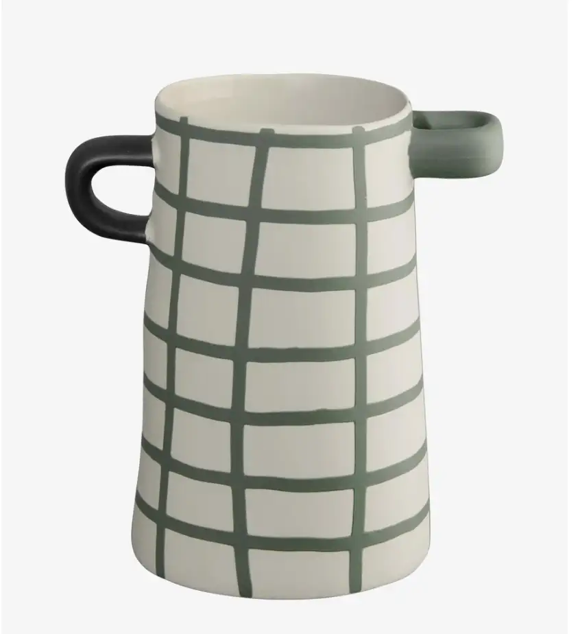 Vase Rayu à carreaux vert grès mat