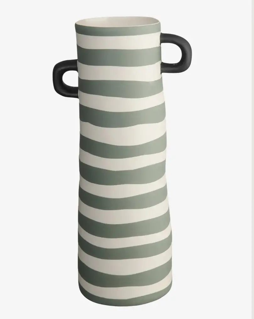 Vase Rayu à carreaux vert grès mat