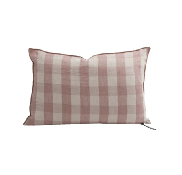 Coussin  Lin Lavé Vichy Cottage  Nude