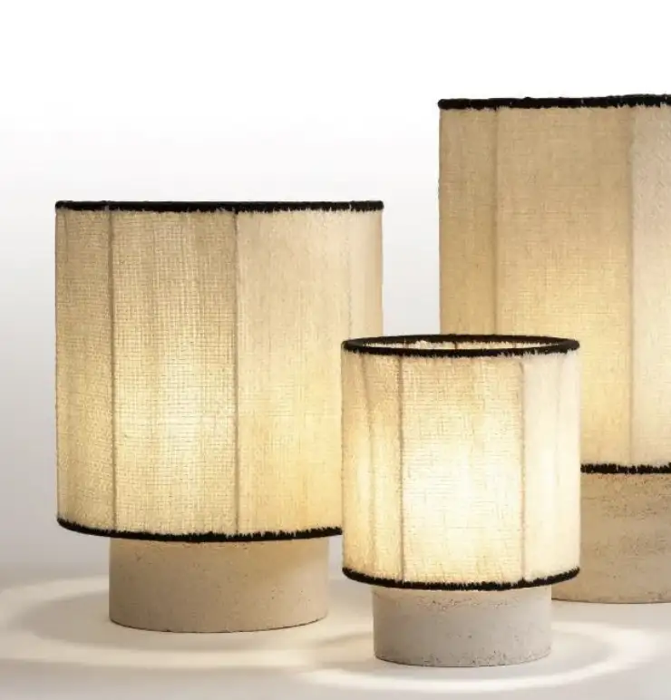 Lampe Kalé Laine Tissée Grès Blanc