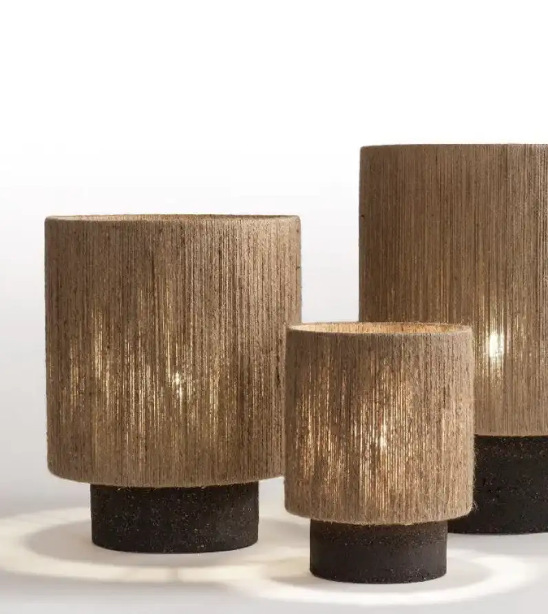 Lampe à poser Kalé en jute tendue