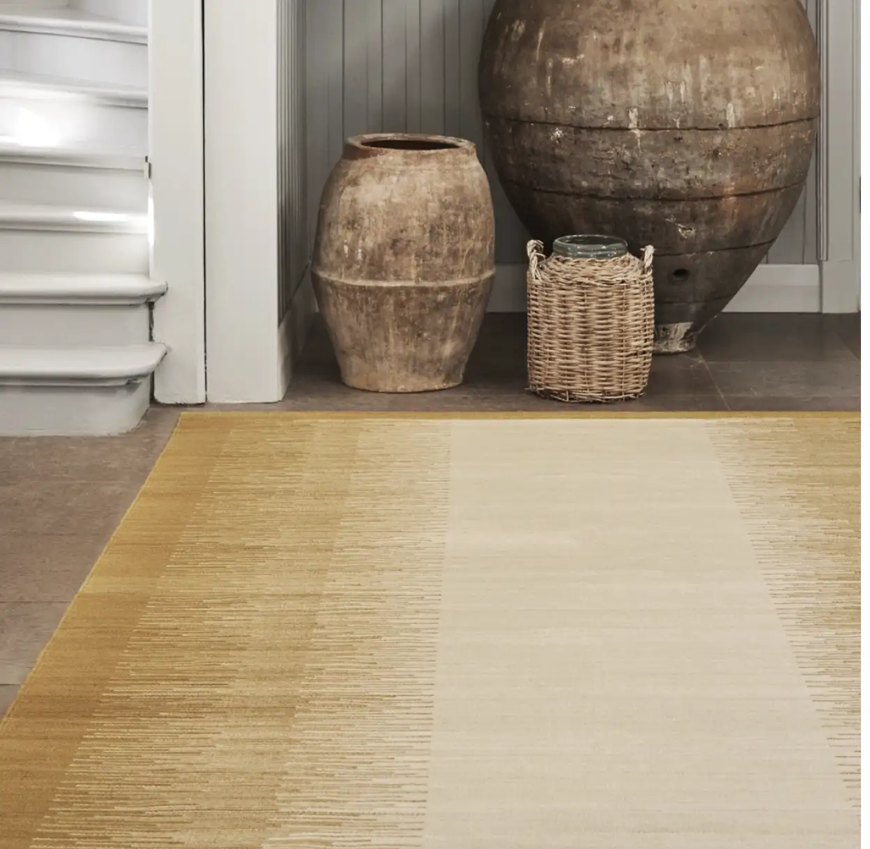 Tapis Dhurry en laine ZaZi Jaune Masala