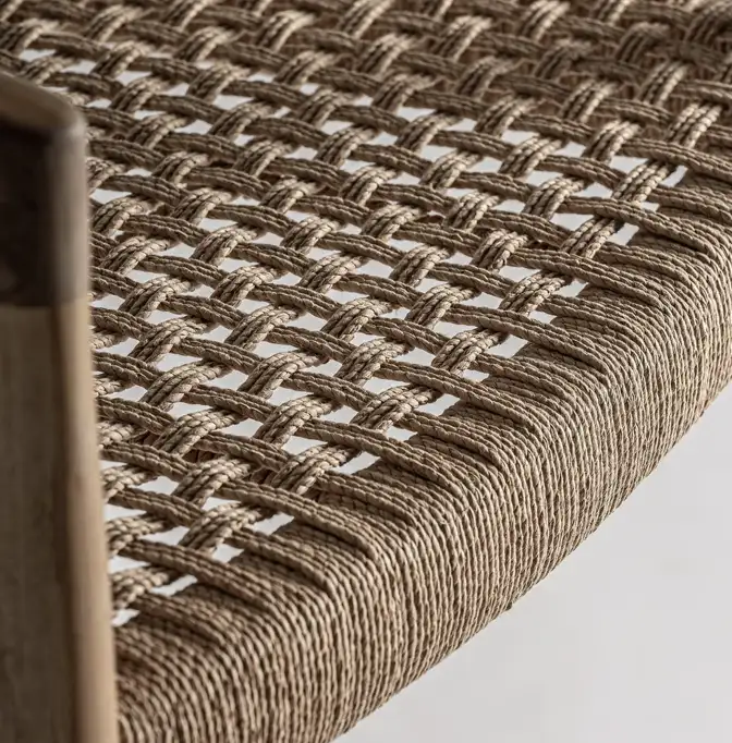 Tabouret haut  large teck et fibre naturelle